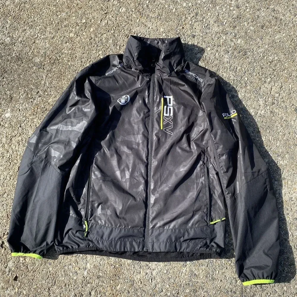 Polo Sport Hooded Jacket Mens Size Medium Black Camo Ralph Lauren Windbreaker - Picture 2 of 8